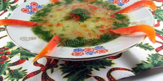 Зимний овощной суп с пшеном