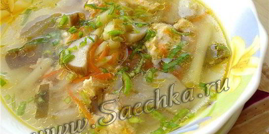 Похлебка грибная на мясном бульоне