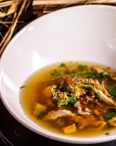 Похлебка из ржи с уткой и белыми грибами