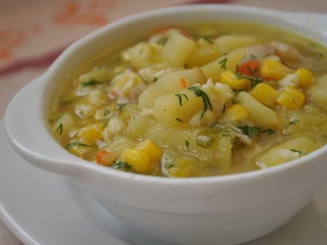 Рецепт похлебки с крабами и кукурузой
