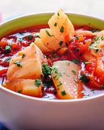 Томатная похлебка с рыбой и картофелем