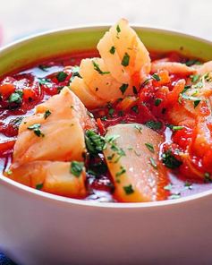 Томатная похлебка с рыбой и картофелем