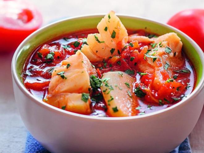 Рецепт томатной похлебки с рыбой и картофелем