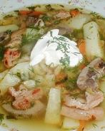 Куриный рассольник с грибами