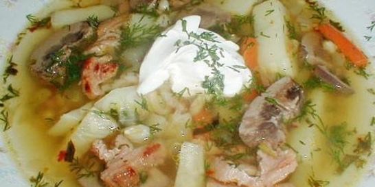 Куриный рассольник с грибами