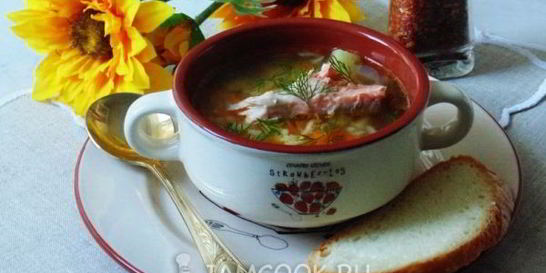 Рассольник с форелью