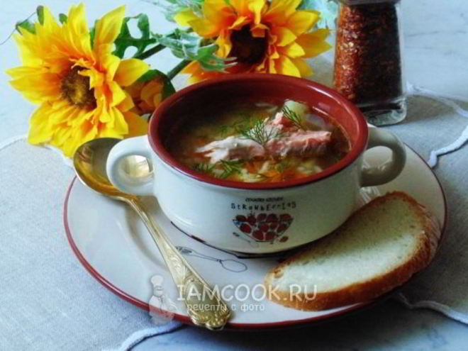 Рецепт рассольника с форелью