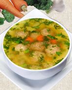 Рассольник с фрикадельками из белуги