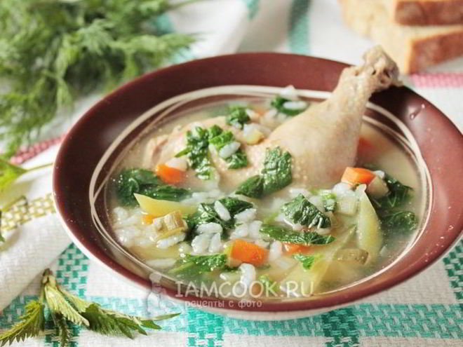 Рецепт рассольника с рисом и крапивой