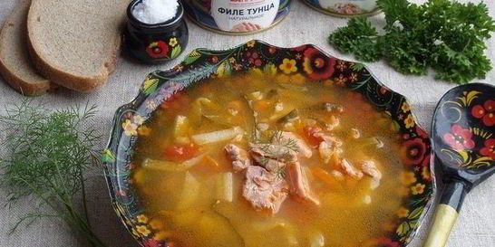 Рассольник с тунцом