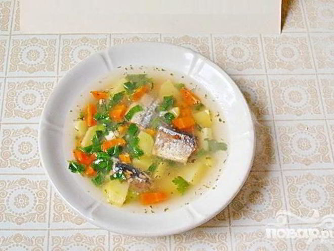 Рецепт рыбного супа из консервов