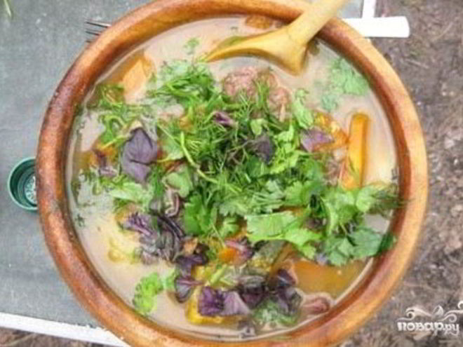 Рецепт шурпы из баранины на костре