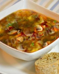 Постная солянка грибная с сушеными грибами