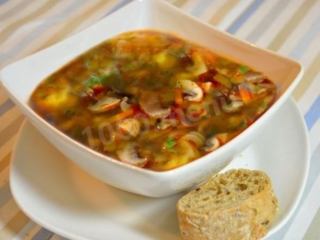 Рецепт постной солянки грибной с сушеными грибами