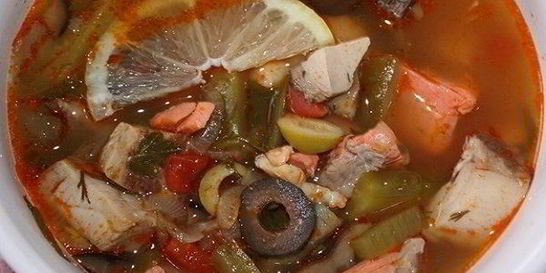 Солянка с креветками