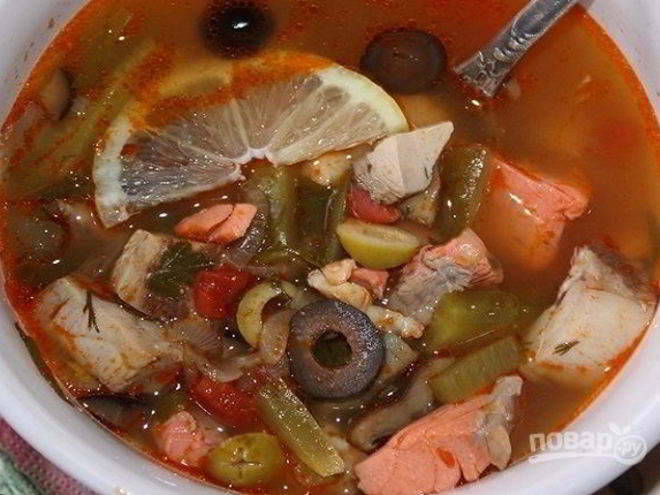 Рецепт солянки с креветками