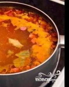 Суп-солянка с сосисками