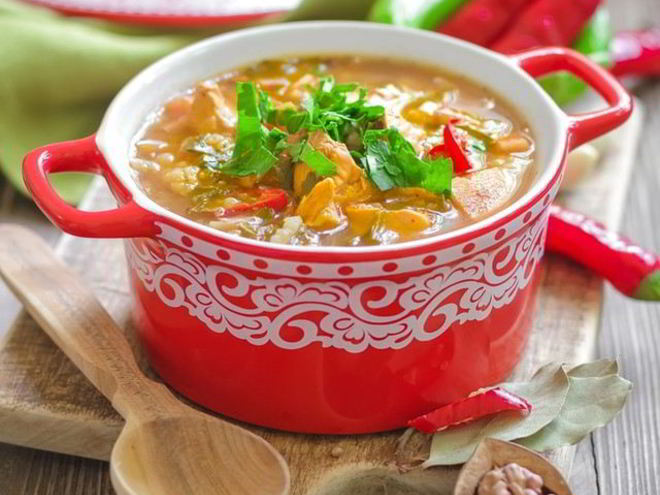 Рецепт пряного супа харчо с курицей