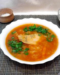 Суп Харчо с картошкой рисом и курицей