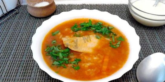 Суп Харчо с картошкой рисом и курицей