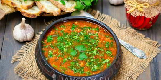 Суп Харчо с курицей и рисом