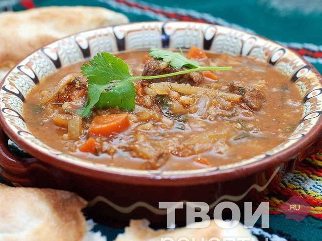 Рецепт супа харчо с соусом ткемали