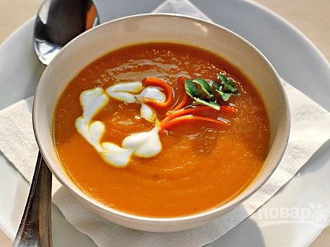 Рецепт морковного супа-пюре с имбирем и карри