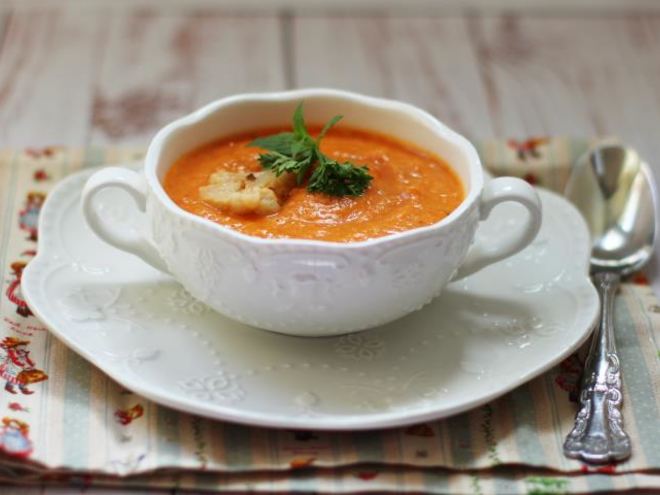 Рецепт супа-пюре из печеных перцев и цветной капусты