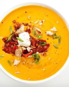 Суп-пюре из сладкого картофеля с маскарпоне