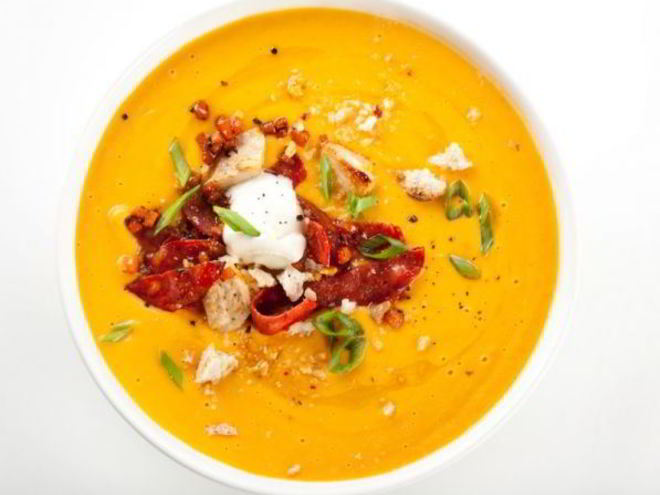 Рецепт супа-пюре из сладкого картофеля с маскарпоне