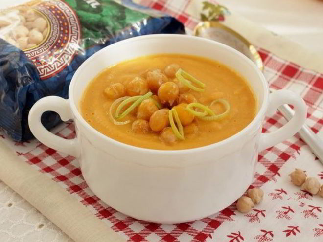 Рецепт супа-пюре с чечевицей и нутом