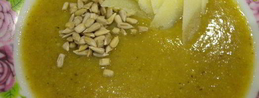 суп-пюре со сладким перцем, спаржевой фасолью и грибами. Шаг 6