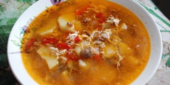 Суп с фаршем и яйцом