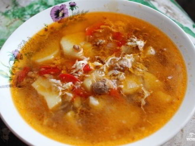 Рецепт супа с фаршем и яйцом