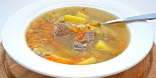 Суп с говядиной и гречкой