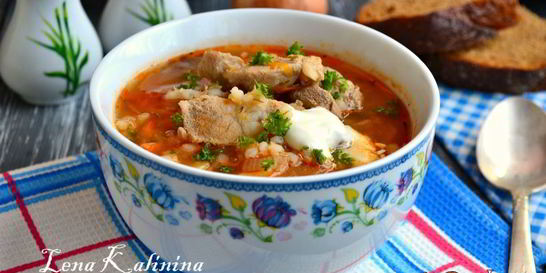 Суп с перловкой и мясом