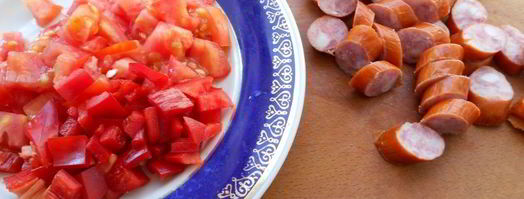 суп с рисом, овощами и охотничьими колбасками. Шаг 5