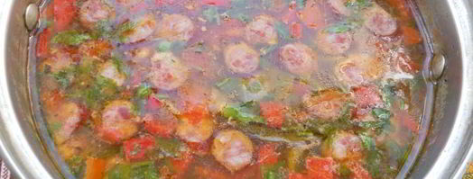 суп с рисом, овощами и охотничьими колбасками. Шаг 9