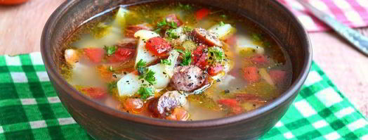 суп с рисом, овощами и охотничьими колбасками. Шаг 10