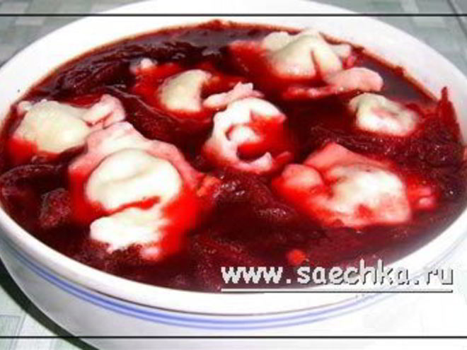 Рецепт свекольника грибного с ушками