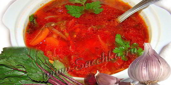 Свекольник с ботвой и баклажанами