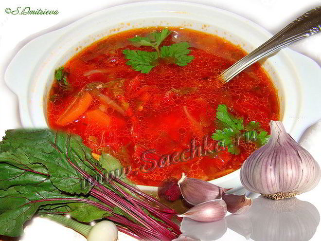 Рецепт свекольника с ботвой и баклажанами