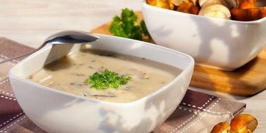 Сырный суп с грибами и копченостями