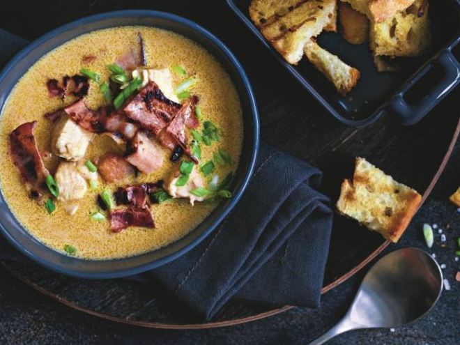 Рецепт сырного супа с курицей и грудинкой