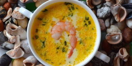 Сырный суп с морепродуктами