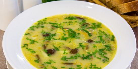 Сырный суп с опятами