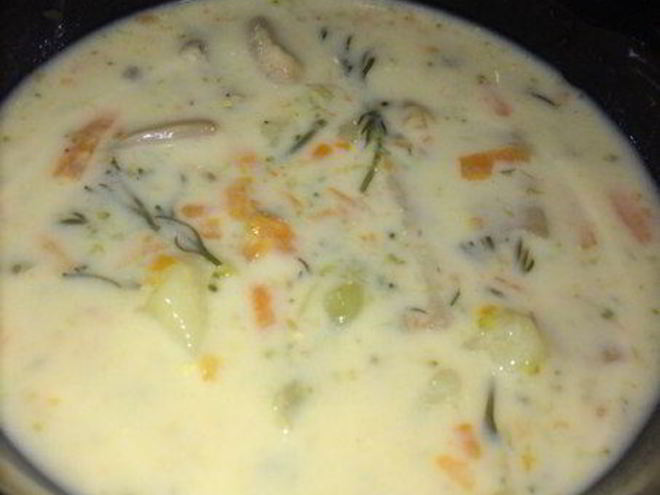 Рецепт сырного супа с шампиньонами и брокколи