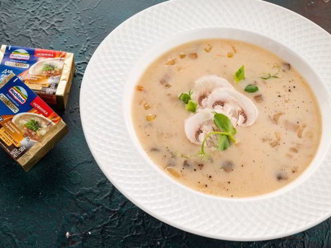 Рецепт сырного супа с шампиньонами