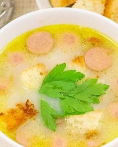 Сырный суп с сосиской