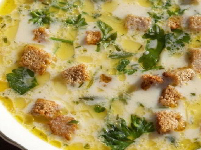 Рецепт сырного супа с сухариками